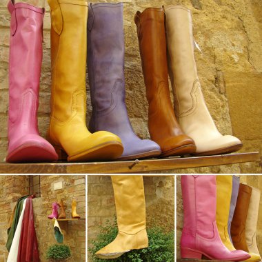 Colorful leather boots collection clipart