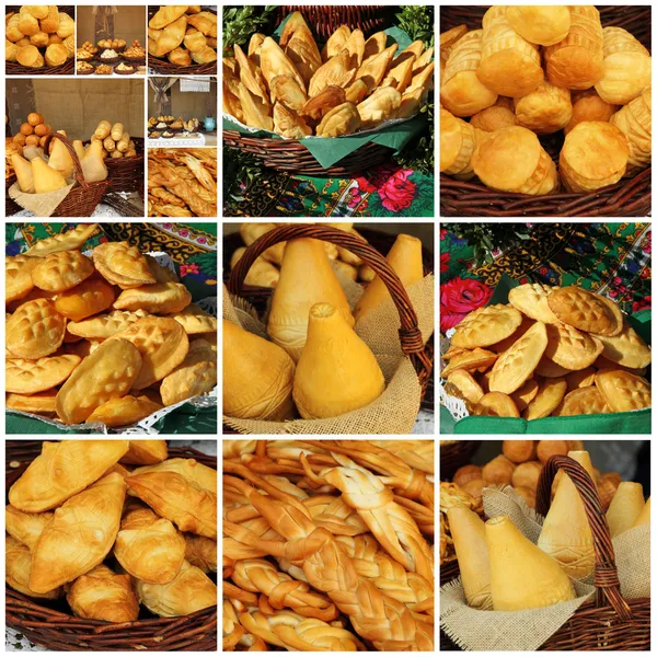 Collage con queso de montaña polaco llamado oscypek — Foto de Stock
