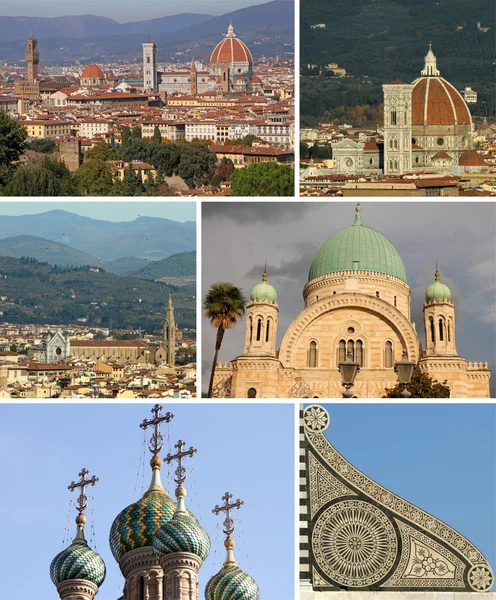 Collage con monumentos religiosos de Florencia — Foto de Stock