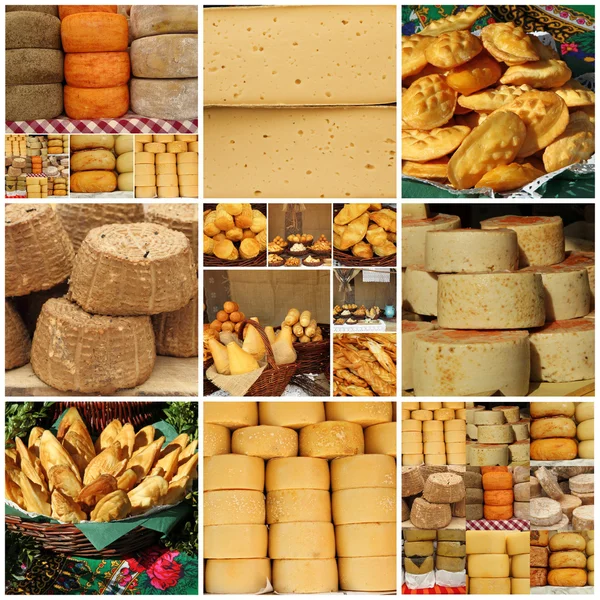 stock image Collage with regional italian, french and polish cheese