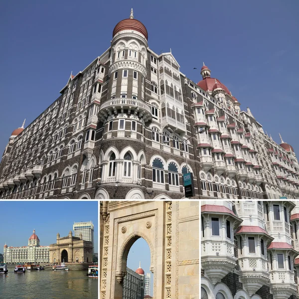 Colagem com o hotel Taja Mahal em Mumbai — Fotografia de Stock