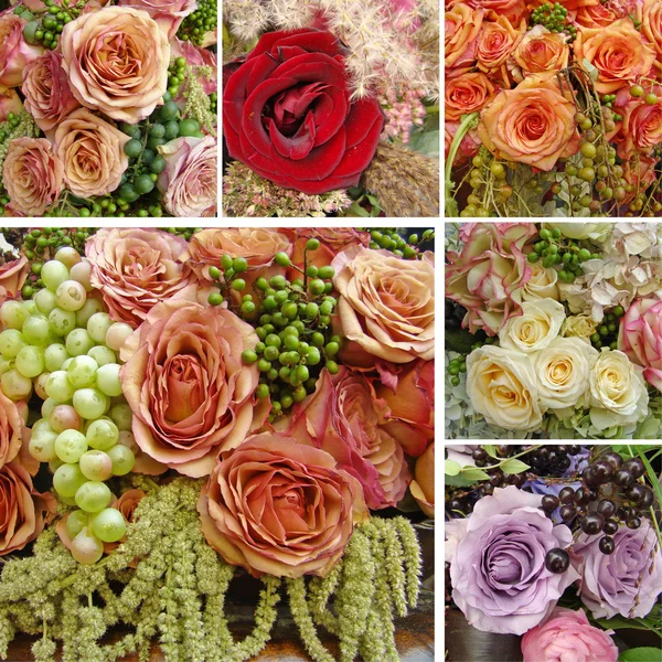 Tarjeta de boda con composiciones de rosas — Foto de Stock