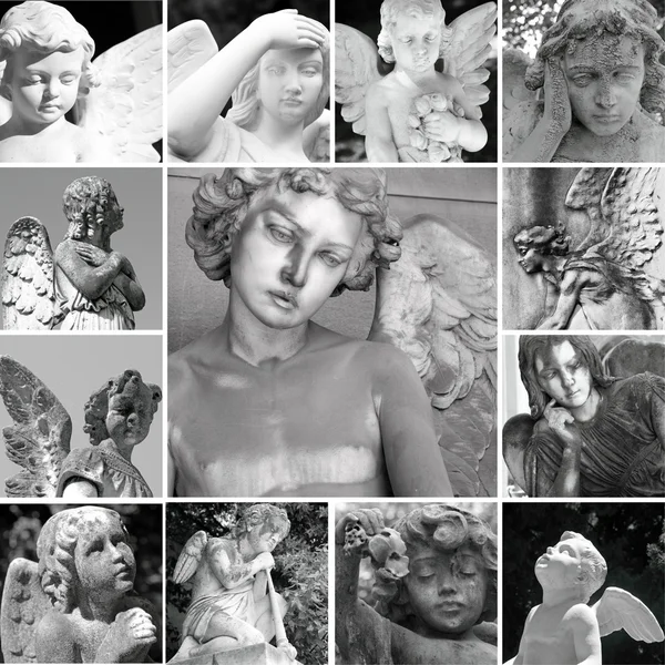 Begraafplaats engelen collage — Stockfoto