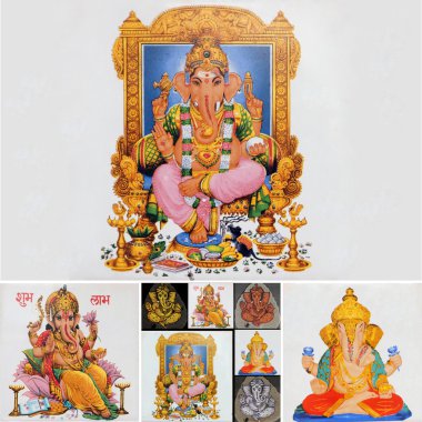 Collage with hindu god ganesha clipart