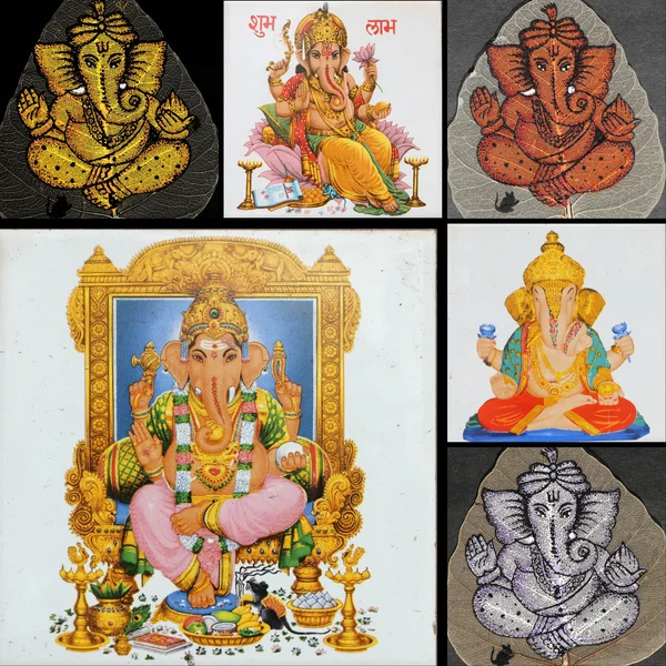 Collage mit Ganesha-Kunstwerken — Stockfoto