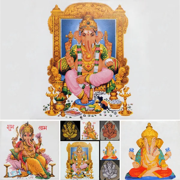 Koláž s hinduistický bůh Ganéša — Stock fotografie