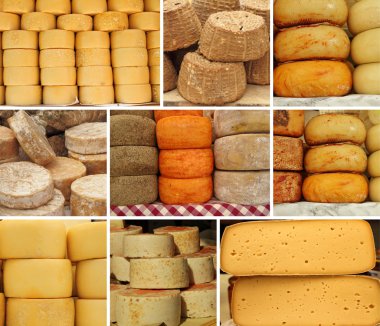 collage met verschillende kaas