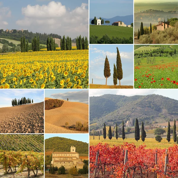 Collage con fantastico paesaggio toscano — Foto Stock