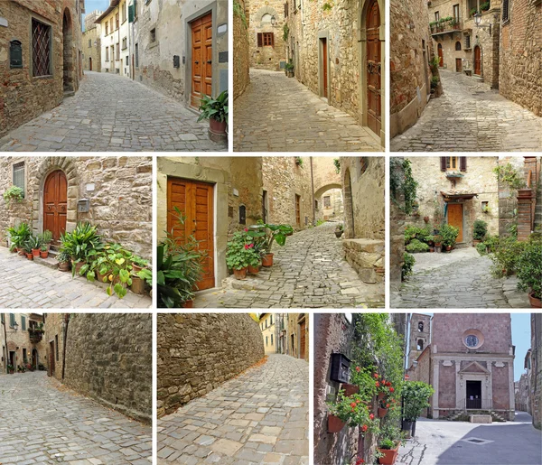 Коллаж с узкими каменистыми улицами — стоковое фото