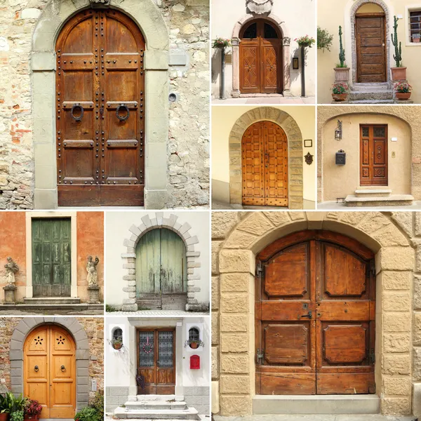 Colagem de portas de moda antiga, Itália — Fotografia de Stock