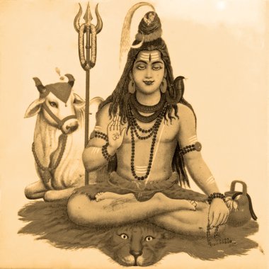 Ancient image of Shiva clipart