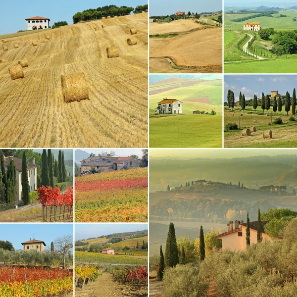 Colagem de paisagem com casas de campo na Itália — Fotografia de Stock