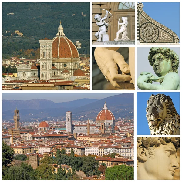 Collage mit florentinischen Touristenattraktionen — Stockfoto