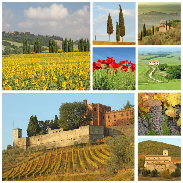 Poster with beautiful italian landscape, Tuscany, Europe — Stock Photo, Image