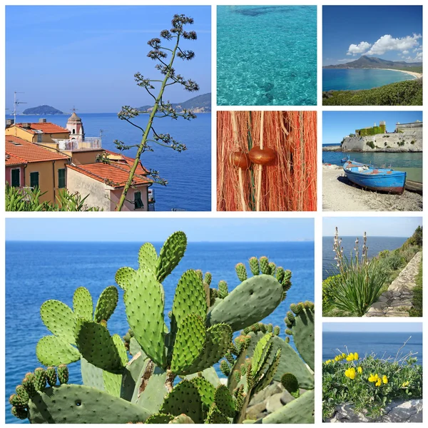 Collage mit Bildern der Meereslandschaft des Mittelmeeres — Stockfoto