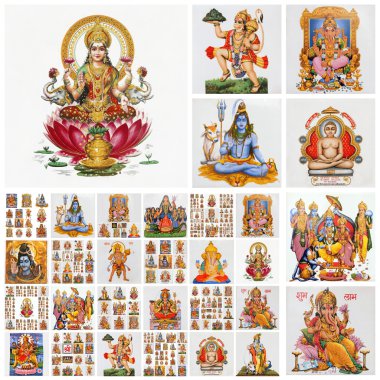 Collage with hindu gods , India clipart