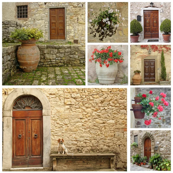 Collage puerta, imágenes de Toscana, Italia — Foto de Stock