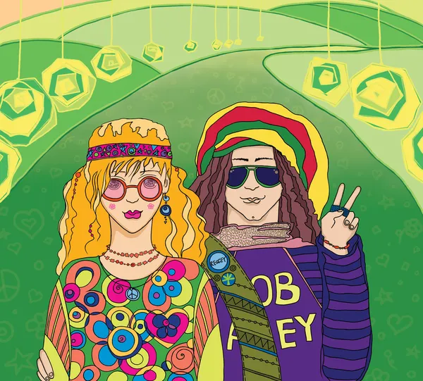 Dos jóvenes hippies — Foto de Stock