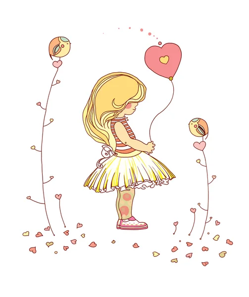Kleines Mädchen mit einem Luftballon. — Stockfoto
