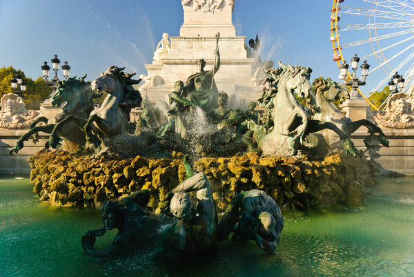 Fontaine des Girondins in the Quinconces square in Bordeaux, France