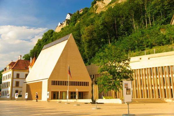 stock image Vaduz - parliament of Liechtenstein and castle