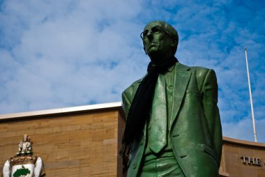 Donald Dewar statue in front of the Royal Concert Hall in Glasgow, Scotland clipart