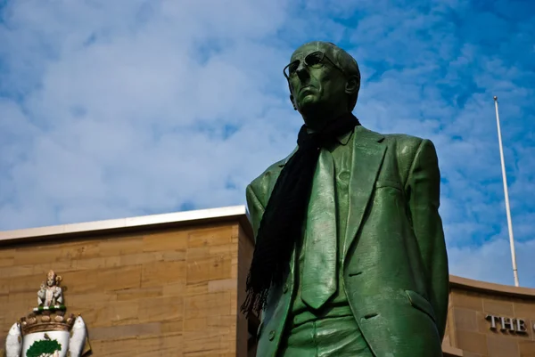 stock image Donald Dewar statue in front of the Royal Concert Hall in Glasgow, Scotland
