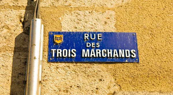 stock image Street name plaque in old town of Bordeaux, France