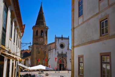 Saint John the Baptist church, market square in Tomar, Portugal clipart