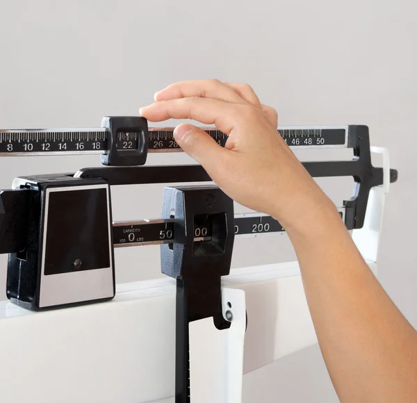 Woman on Weight Scale Closeup — Stock Photo, Image