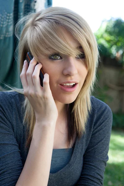 Teenager on Mobile Cell Phone — Stock Photo, Image