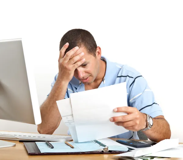 Young Man Worried About Bills — Stock Photo, Image