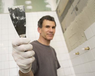 Tiling the Bathroom clipart