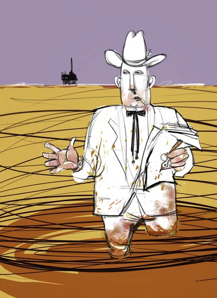 Zsíros olaj ember megpróbálja elmagyarázni a hatalmas Offshore Oil Spill — Stock Fotó