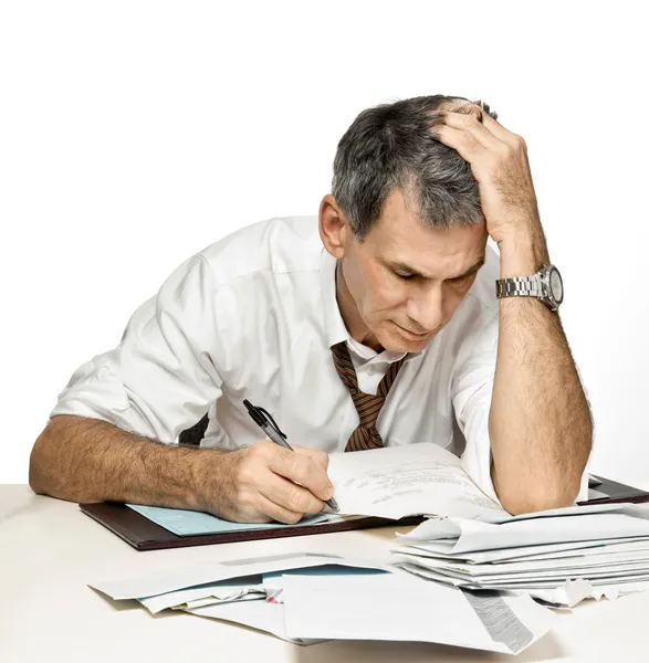 Man Paying Bills and Worrying — Stock Photo, Image