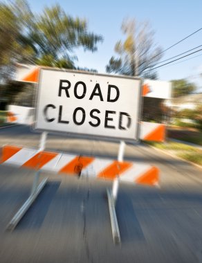 Road Closed Sign with Movement clipart