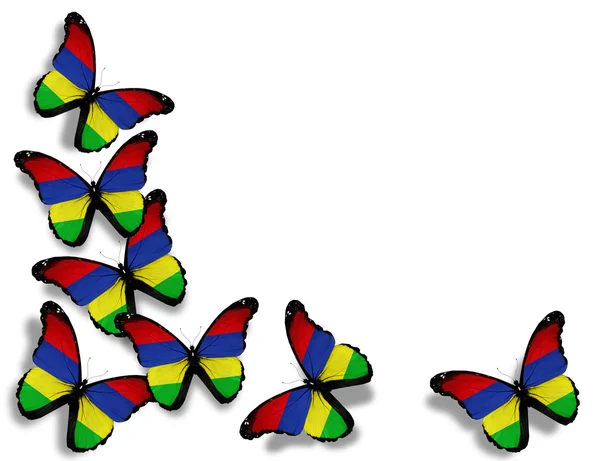 Флаг Маврикия бабочки, изолированные на белом фоне — стоковое фото