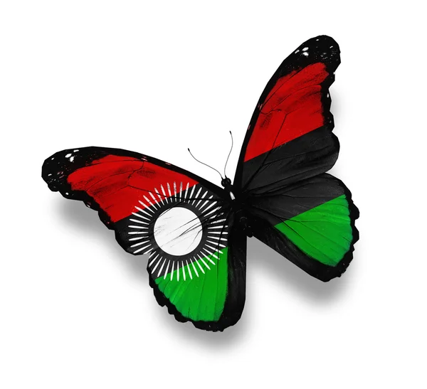 Malawi Flagge Schmetterling, isoliert auf weiß — Stockfoto