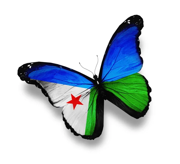 Djibouti drapeau papillon, isolé sur blanc — Photo