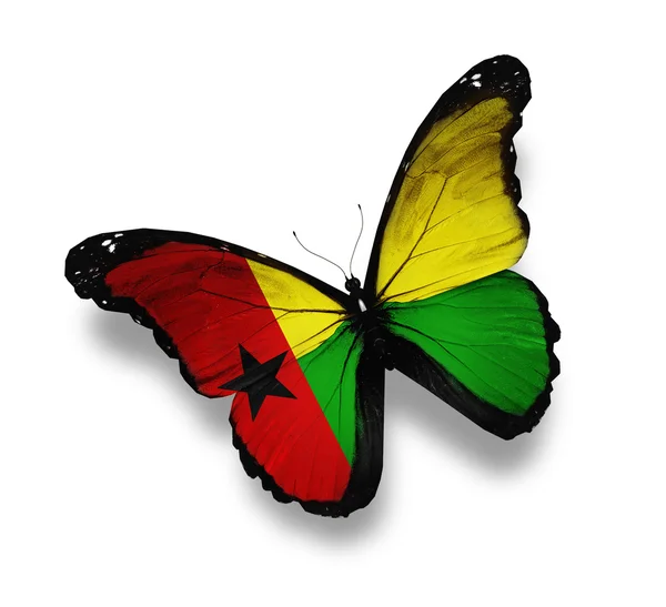 Motyl flaga Gwinei Bissau, na białym tle — Zdjęcie stockowe
