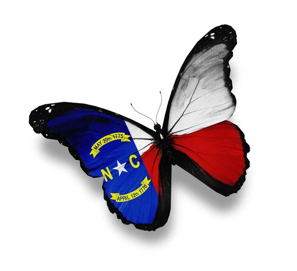 Papillon drapeau Caroline du Nord, isolé sur blanc — Photo