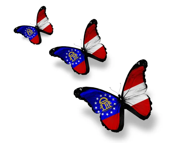 Три флага Джорджии бабочки, изолированные на белом — стоковое фото