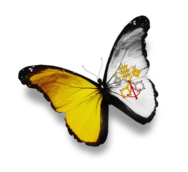 stock image Vatican flag butterfly, isolated on white