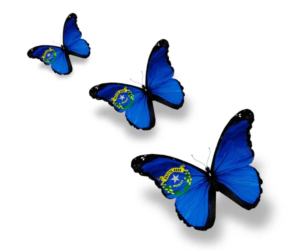 Trzy motyle flaga nevada, na białym tle — Zdjęcie stockowe