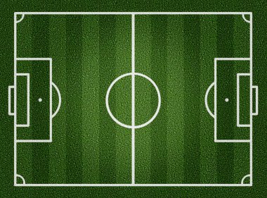 Football field or soccer field with white lines on grass clipart
