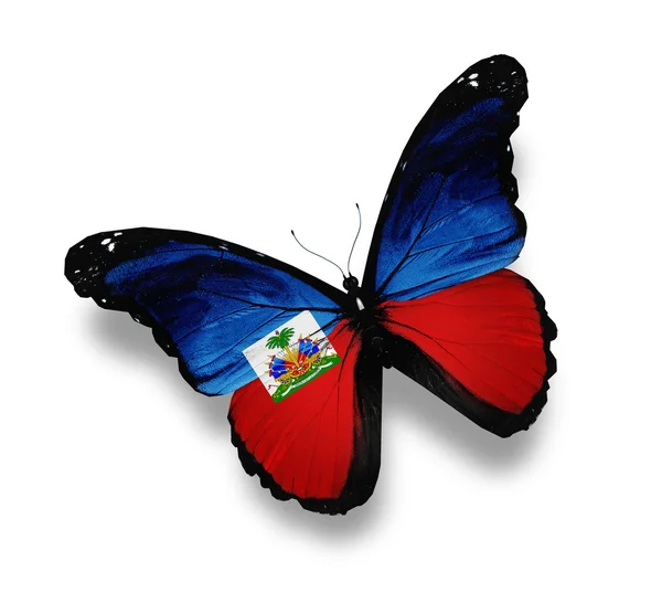 Haïti vlag vlinder, geïsoleerd op wit — Stockfoto