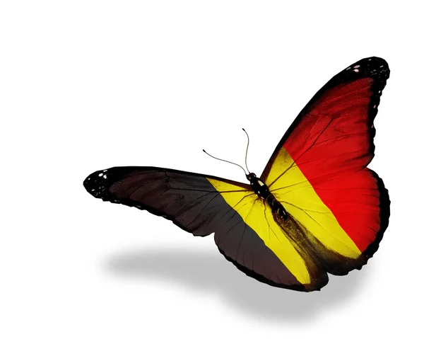 stock image Belgian flag butterfly flying, isolated on white background