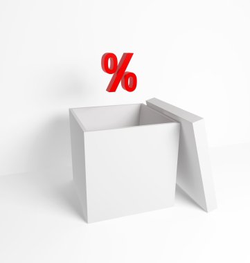 Red percent under white box clipart