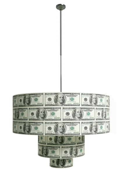 Ljuskrona gjord från dollar — Stockfoto