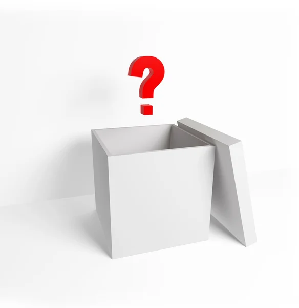 Frage - weiße Schachtel — Stockfoto